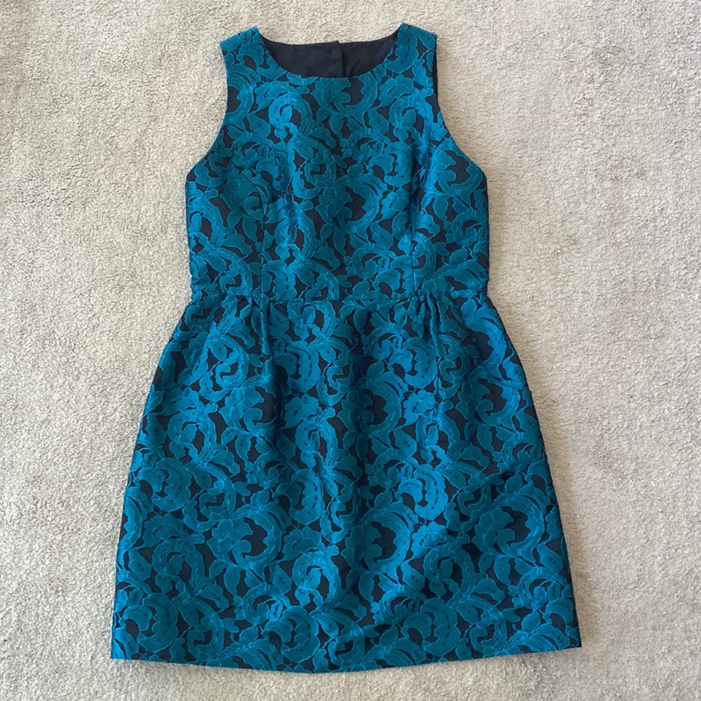 Tabitha Dress Anthropologie Ottava Black Blue Teal Floral Cocktail Party - 12 - Picture 4 of 11